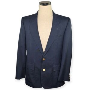 Vintage Hill & Archer Navy Blazer 40R Gold Crest Buttons Classic Menswear